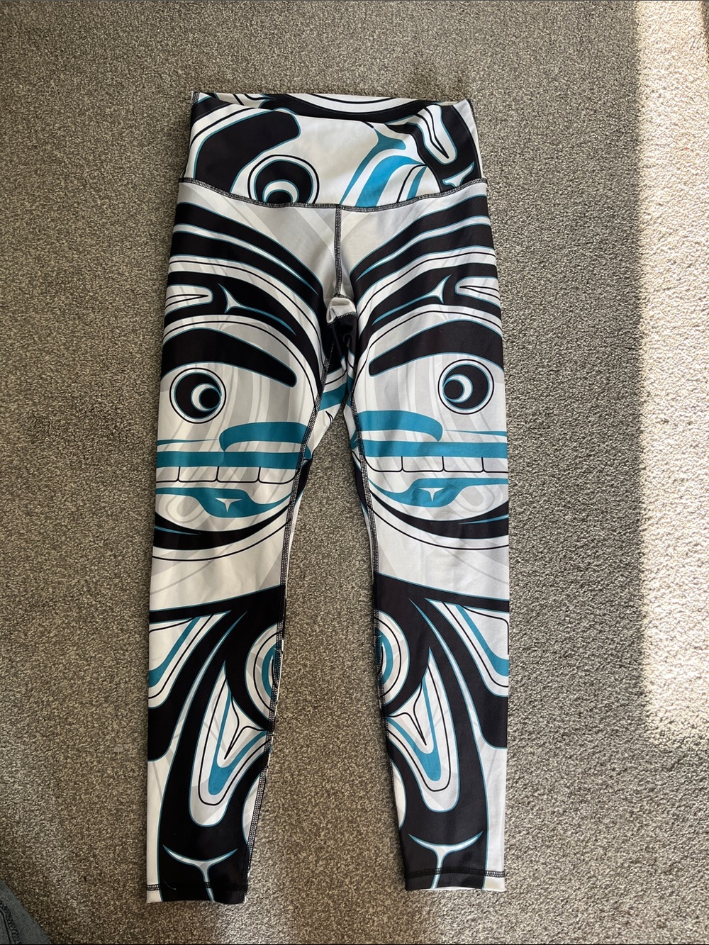 Women’s High-Waist Leggings in Black, White & Teal